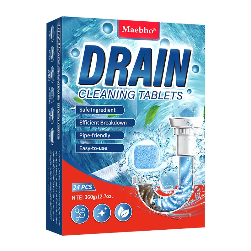 Drain Cleaning Effervescent Tablets & Pipe Unclogging Liquid – Heavy-Duty Kitchen Sink & Floor Drain Cleaner, Sewer Line Dredge